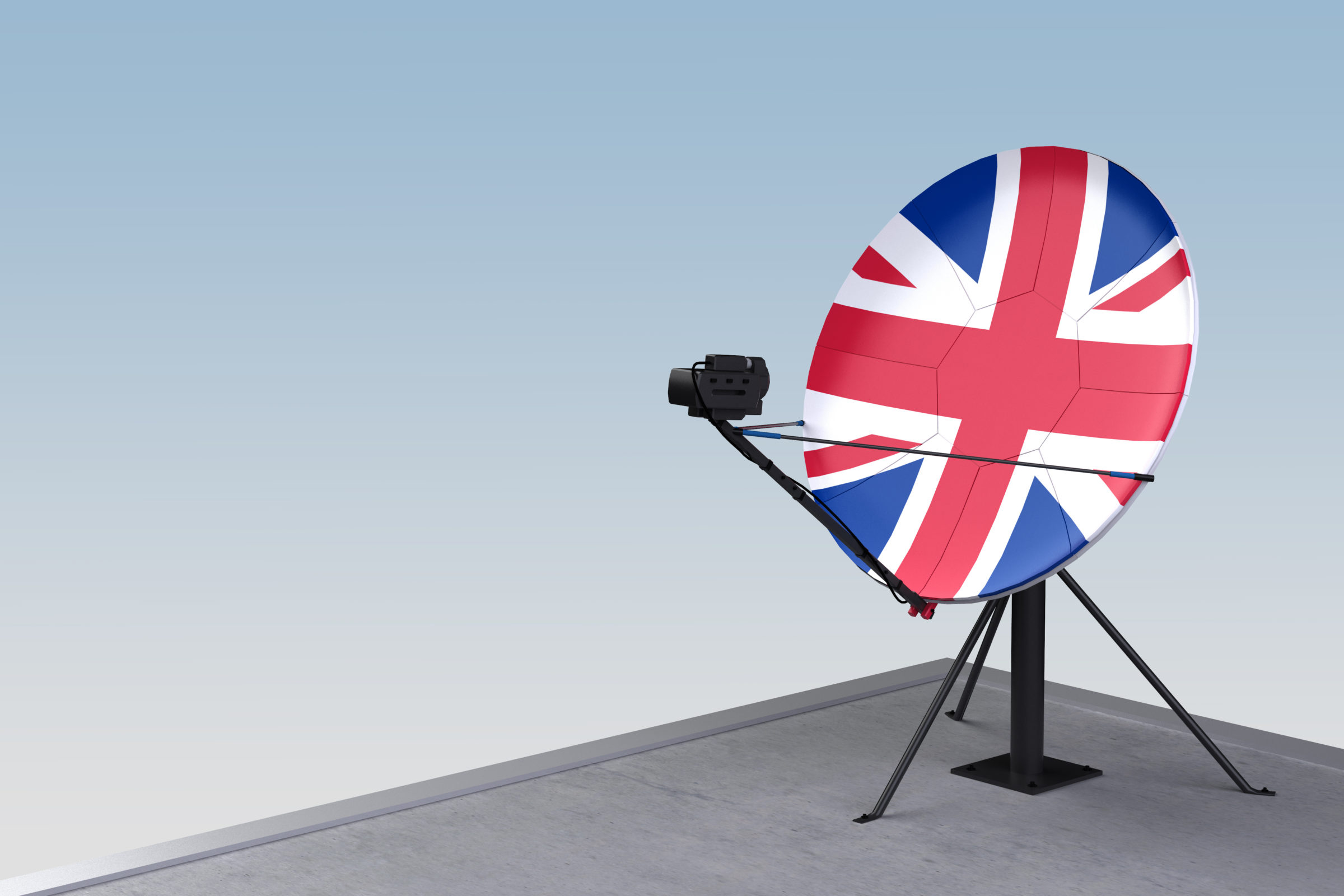 satellite dish with the flag of Great Britain