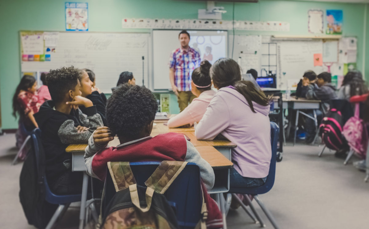 Teacher and students
